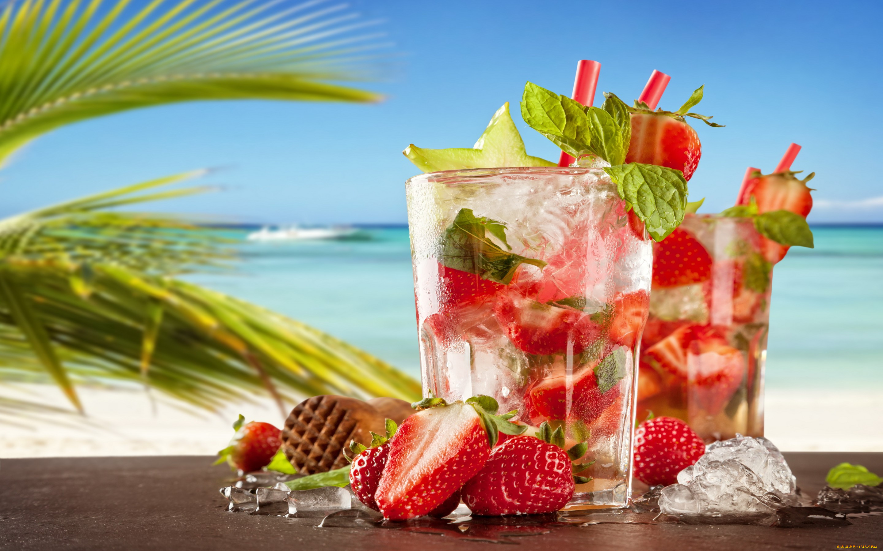 , ,  , , fresh, tropical, drink, , , , mojito, paradise, sea, beach, summer, strawberry, cocktail, 